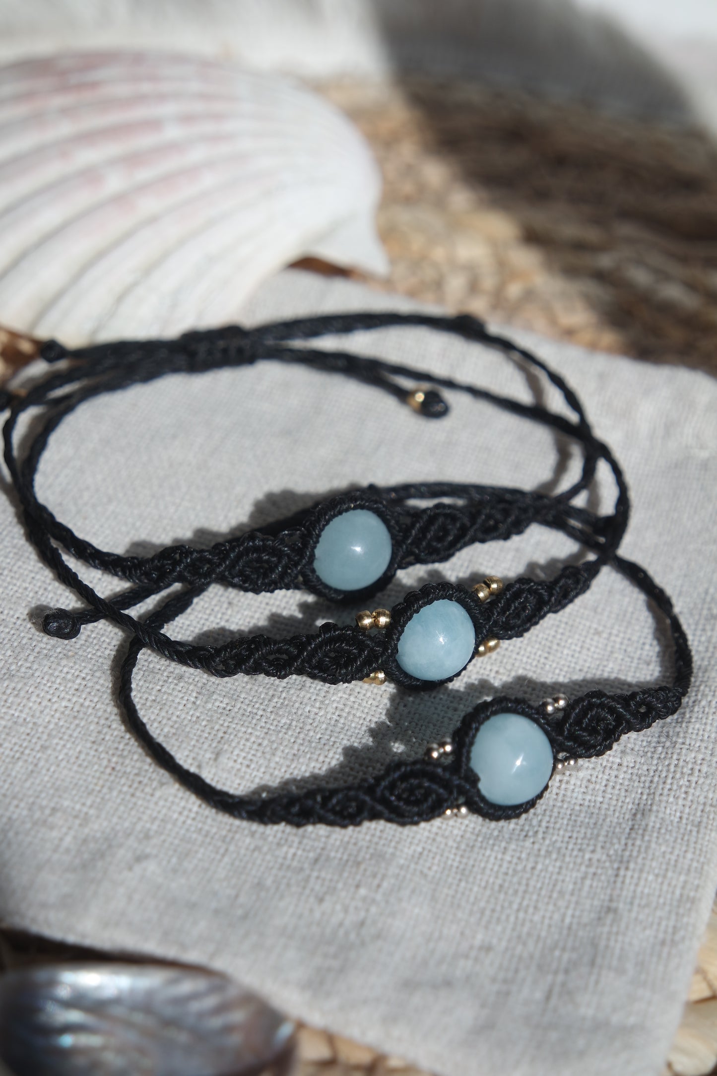 Aquamarin Makramee Armband
