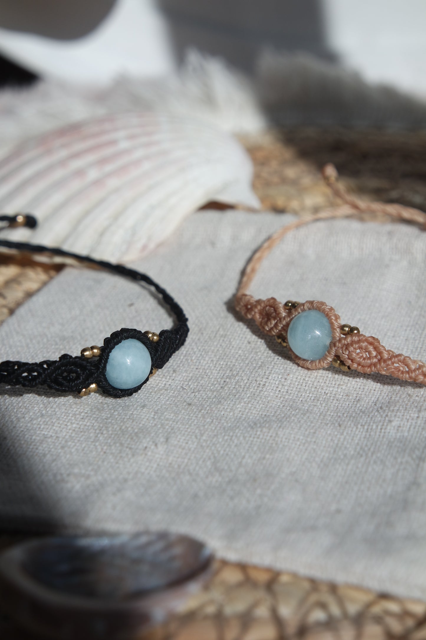 Aquamarin Makramee Armband