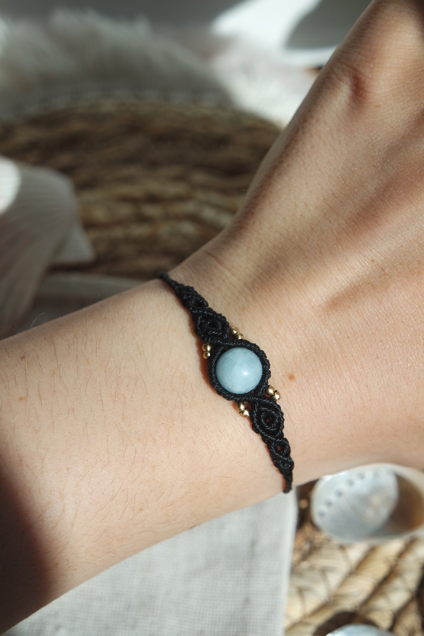 Aquamarin Makramee Armband