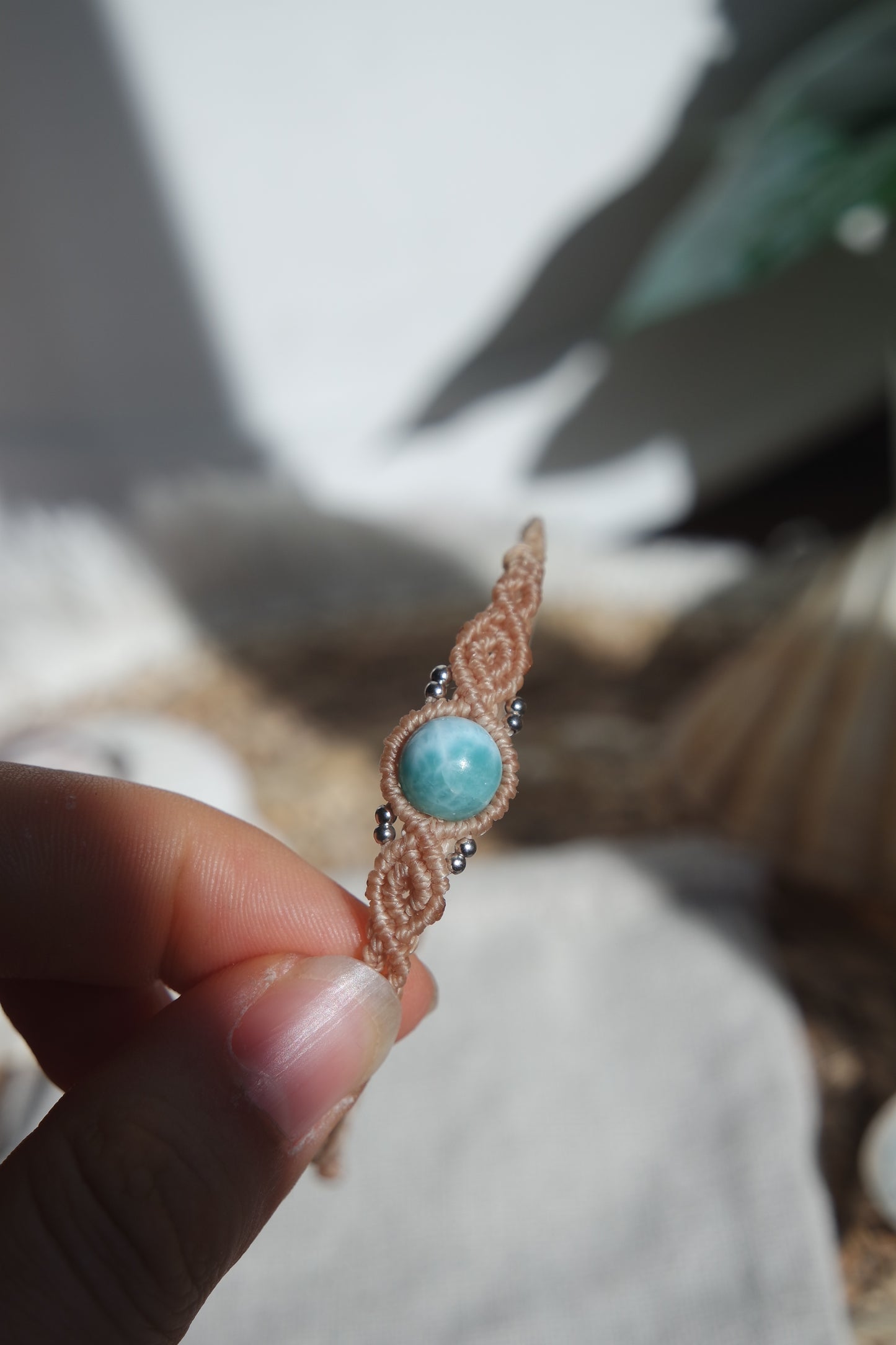 Larimar Makramee Armand ~ 925 Silber Unikat 12