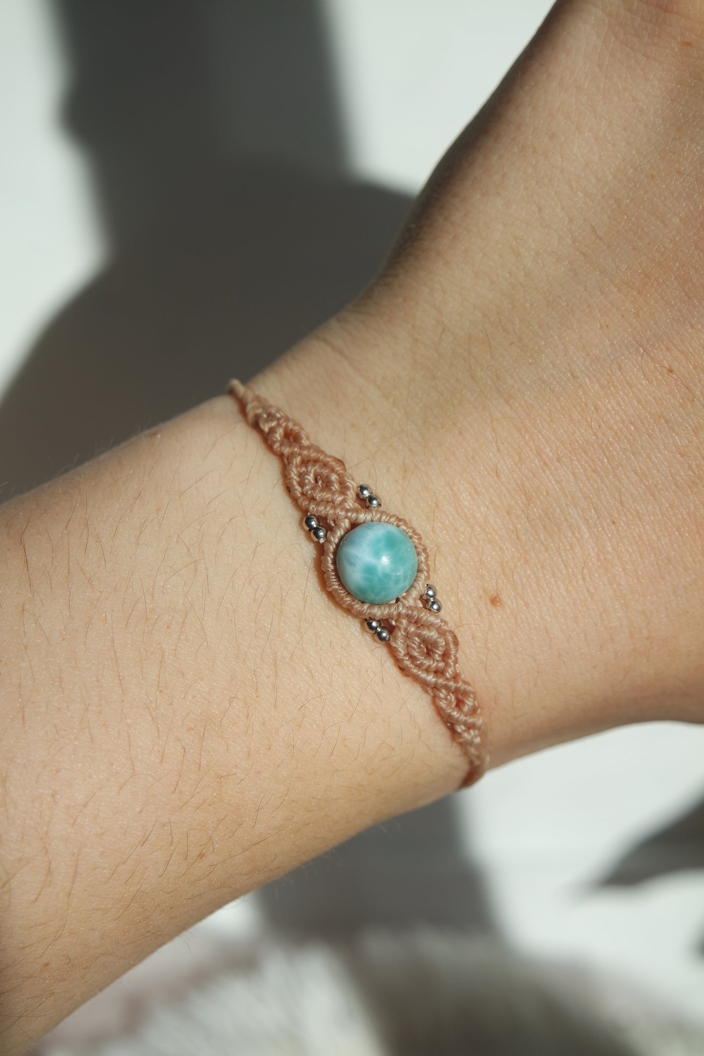 Larimar Makramee Armand ~ 925 Silber Unikat 12