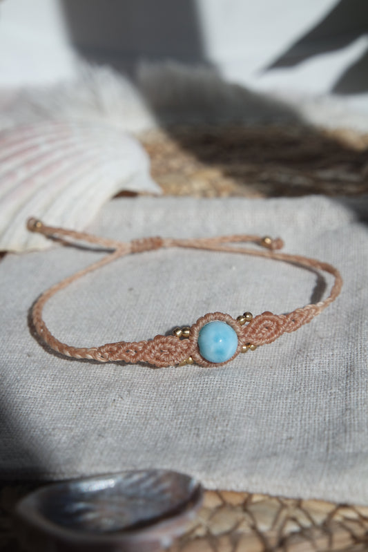 Larimar Makramee Armand ~ Messing Unikat 14