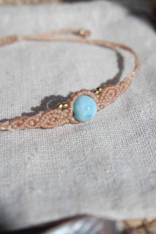 Larimar Makramee Armand ~ Messing Unikat 14