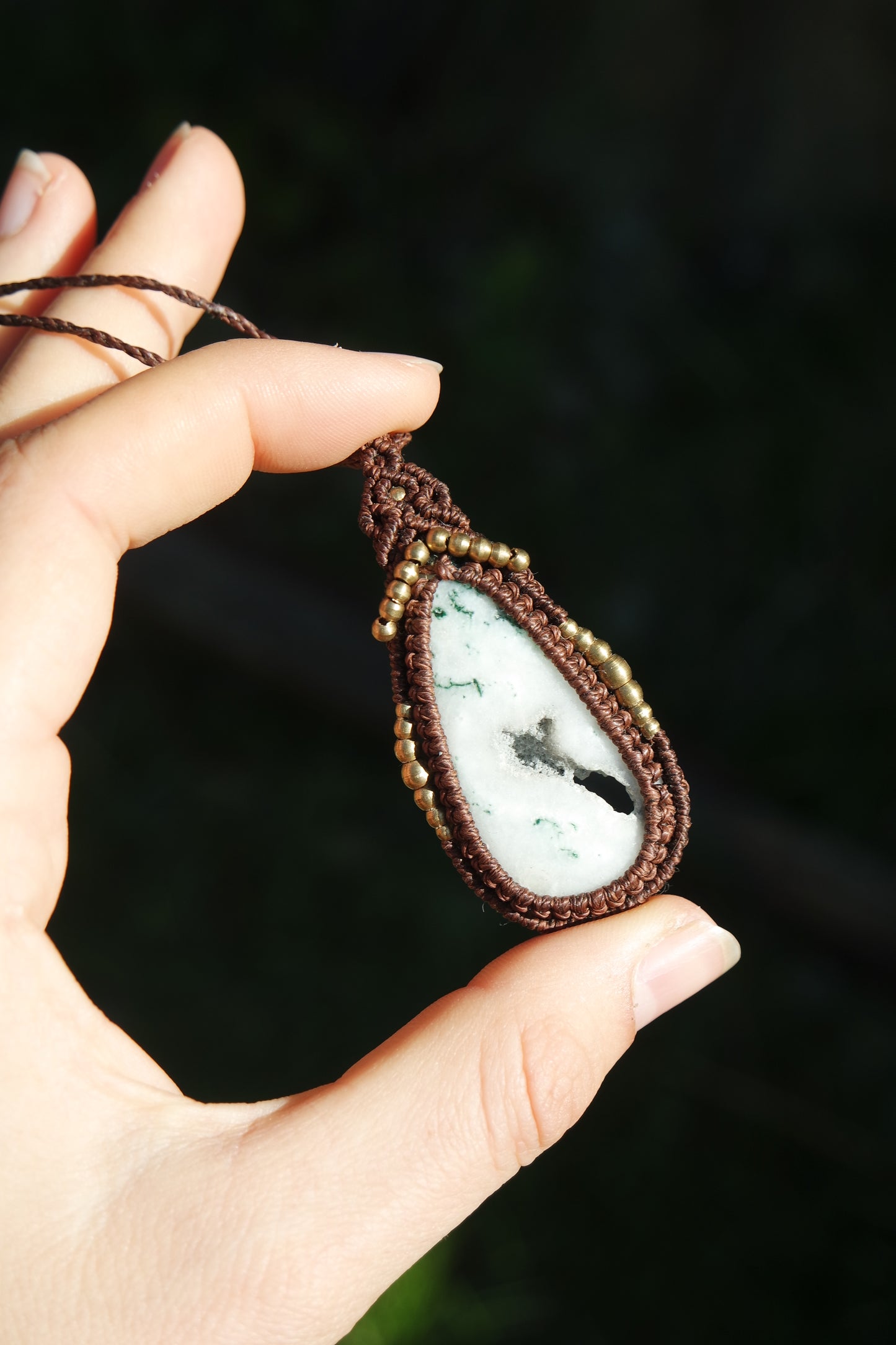 Baumachat makramee Kette ~ 62W