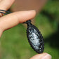 Schneeflocken Obsidian Makramee Kette ~ 29wq
