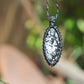 Schneeflocken Obsidian Makramee Kette ~ 29wq