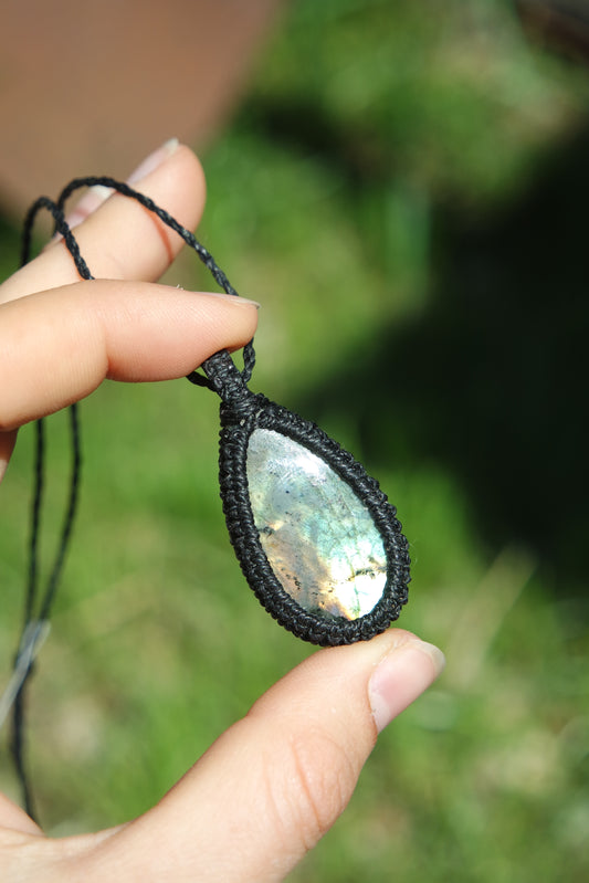 Labradorit Makramee Kette ~ 35w