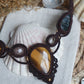 Makramee Kette mit Tigerauge, Moosachat & Quarz ~ Liorah