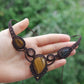 Makramee Kette mit Tigerauge, Moosachat & Quarz ~ Liorah