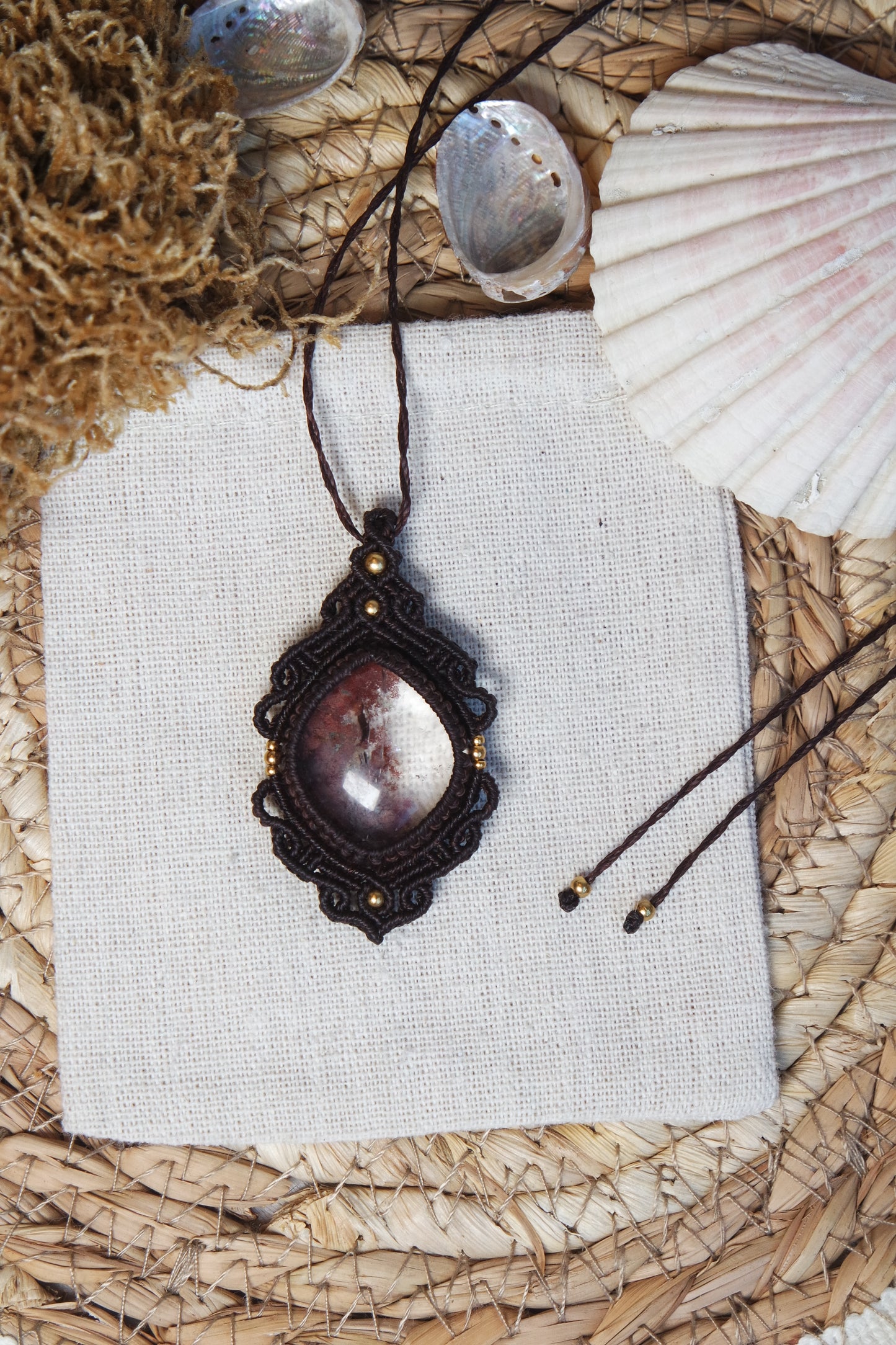 Lodolith / Gartenquarz Makramee Kette ~ Melwyn