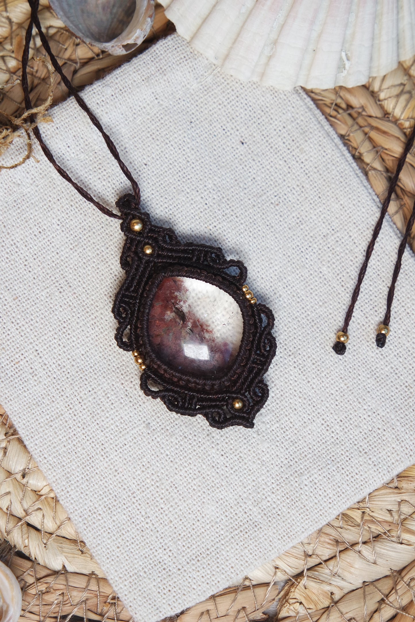 Lodolith / Gartenquarz Makramee Kette ~ Melwyn