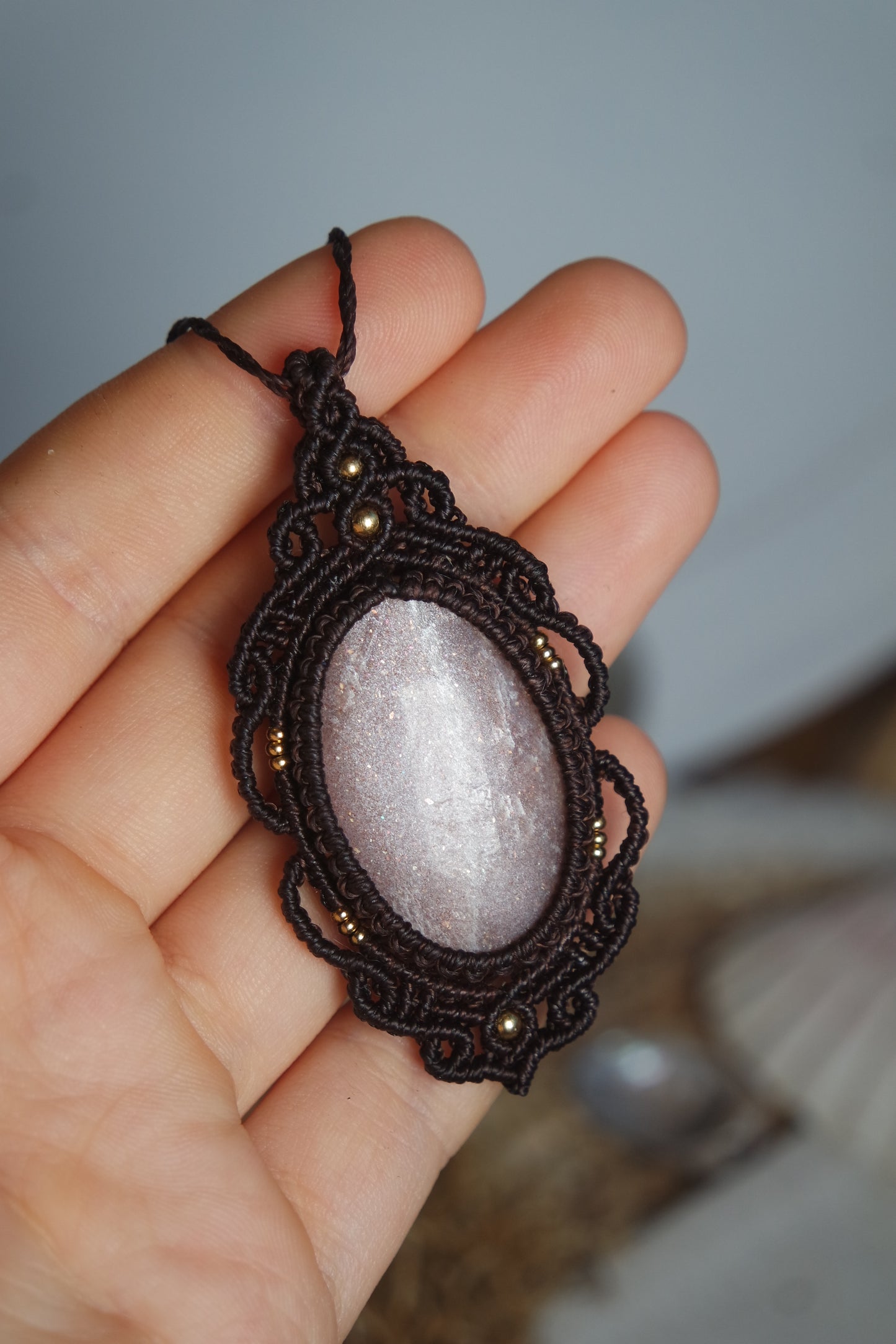 Mondstein Makramee Kette ~ Feylora