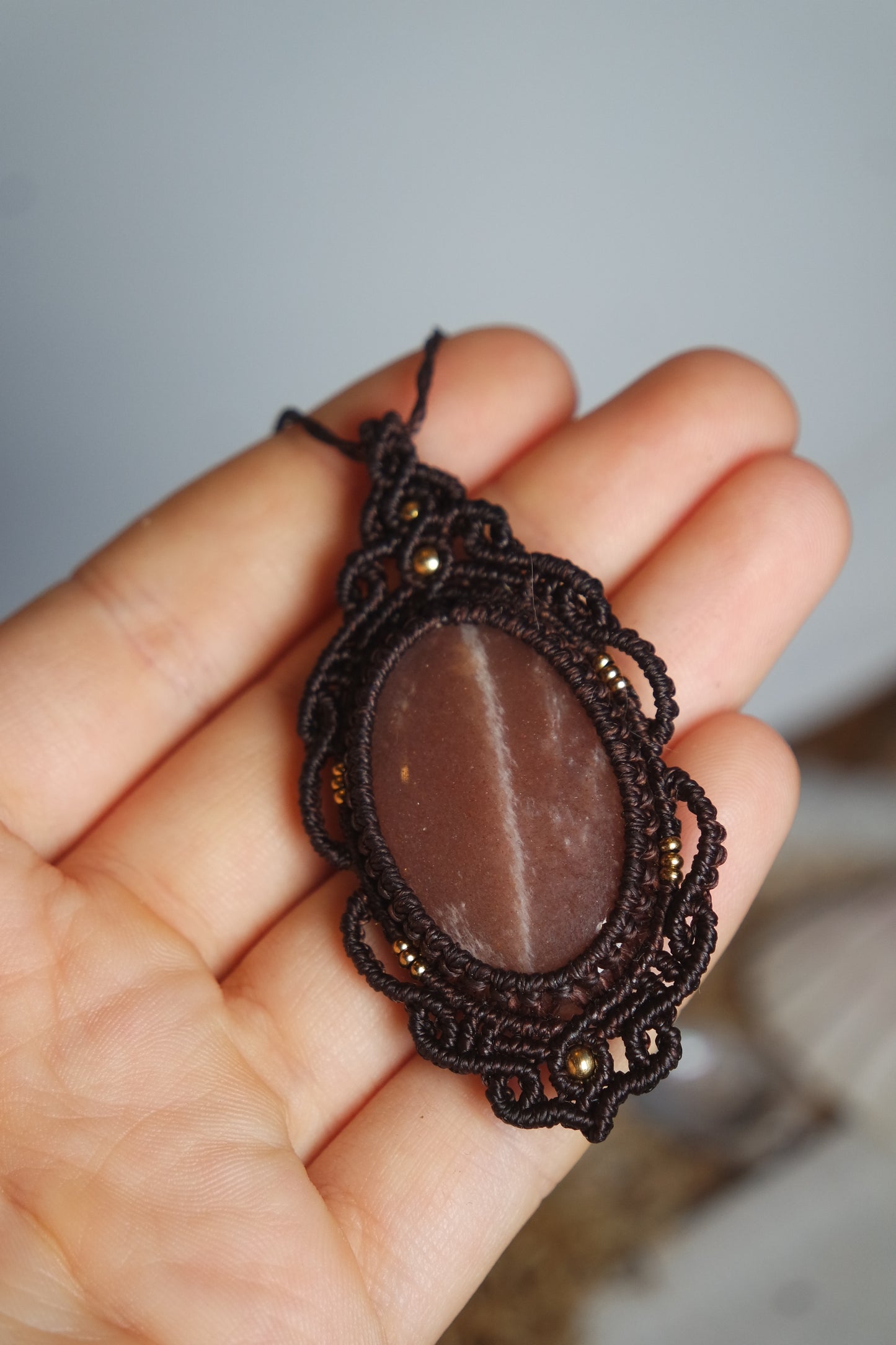 Mondstein Makramee Kette ~ Feylora