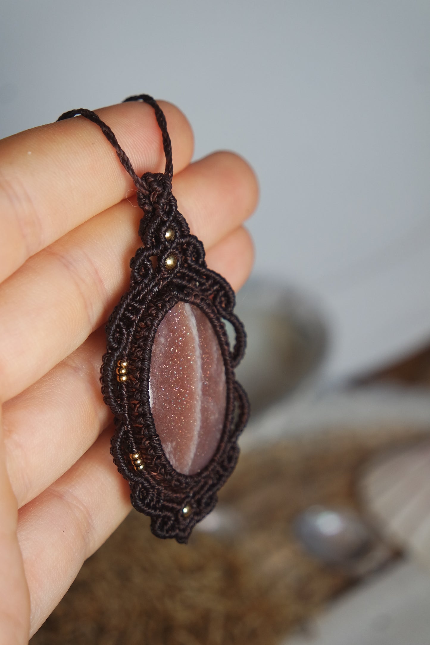 Mondstein Makramee Kette ~ Feylora