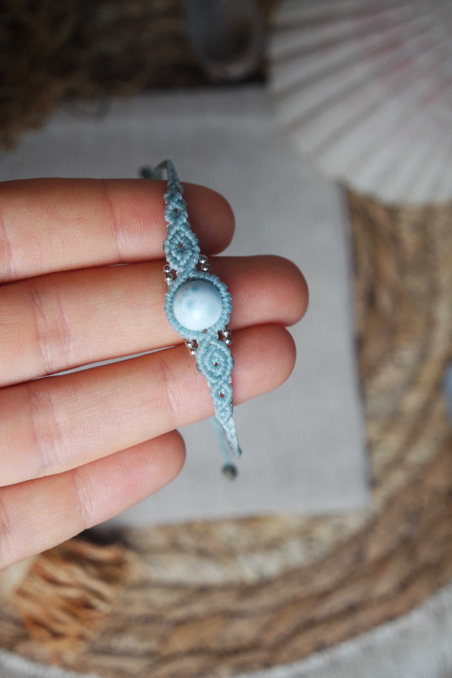 Larimar Makramee Armand ~ 925 Silber Unikat 15