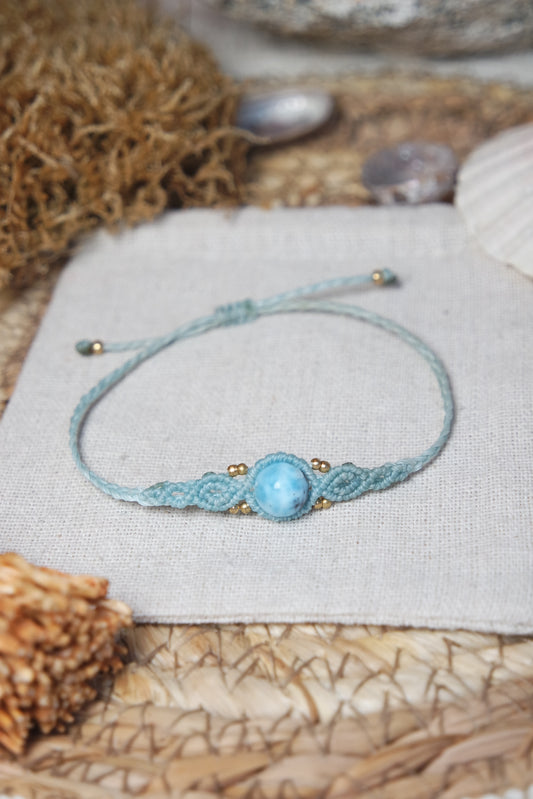 Larimar Makramee Armand ~ Messing Unikat 16
