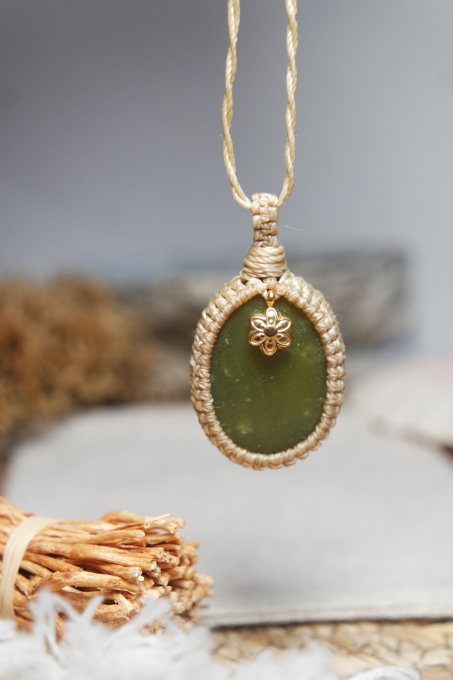 Jade Makramee Kette ~ Mossalia