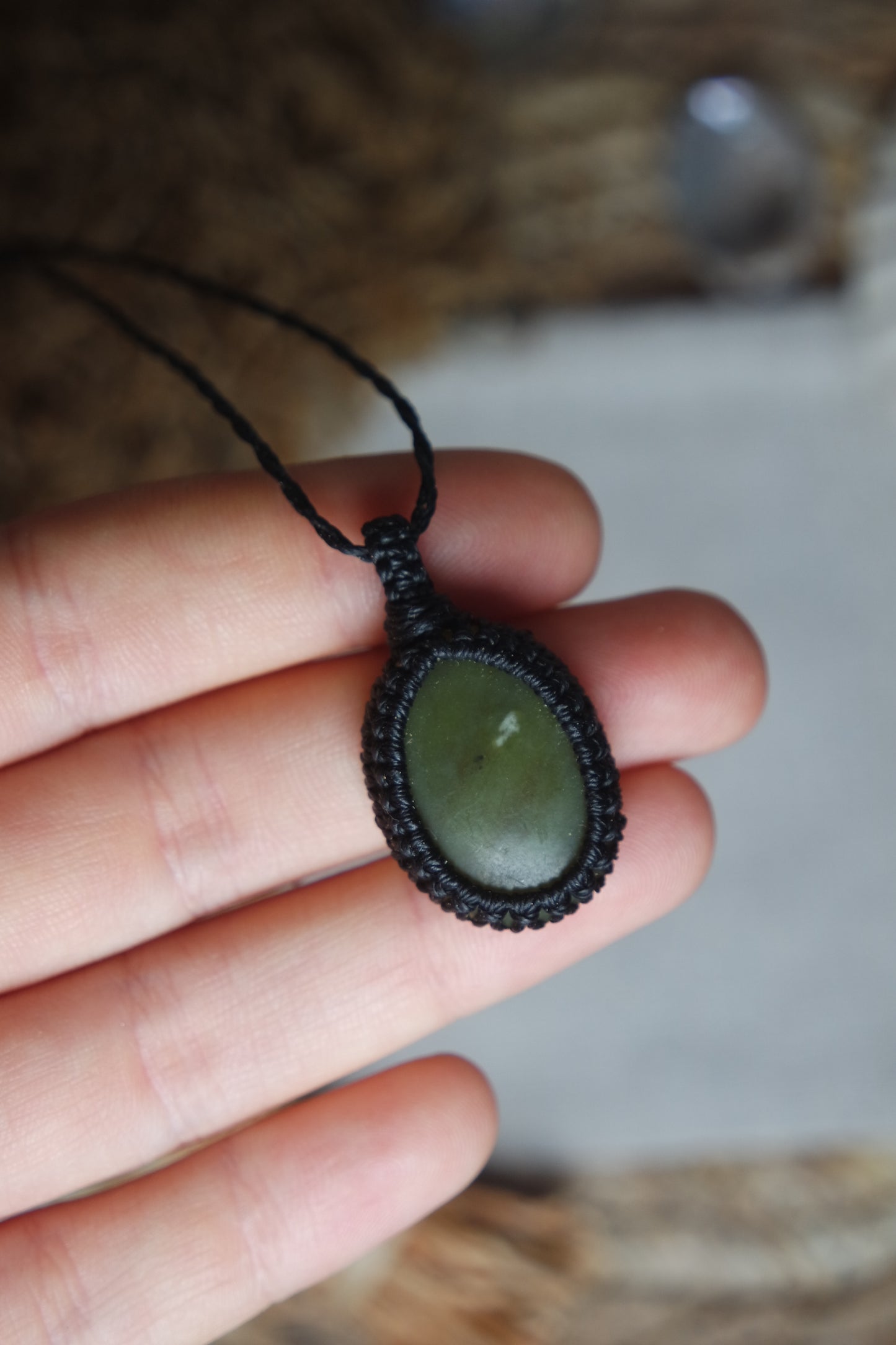 Jade Makramee Kette ~ Sylmira