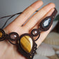 Makramee Kette mit Tigerauge, Moosachat & Quarz ~ Liorah