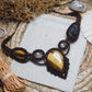 Makramee Kette mit Tigerauge, Moosachat & Quarz ~ Liorah