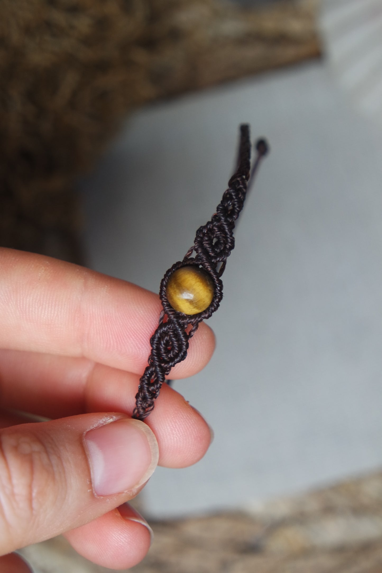 Tigerauge Makramee Armband