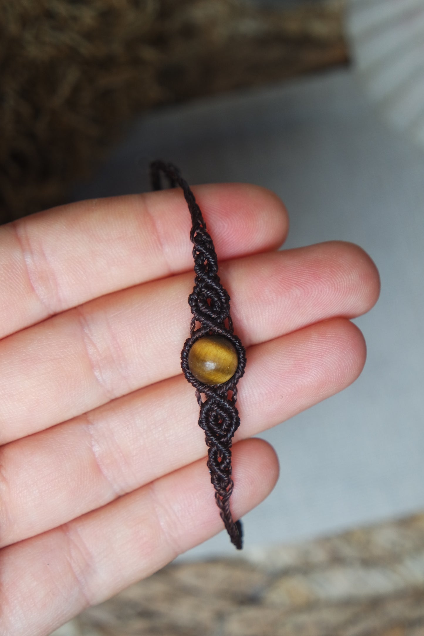 Tigerauge Makramee Armband