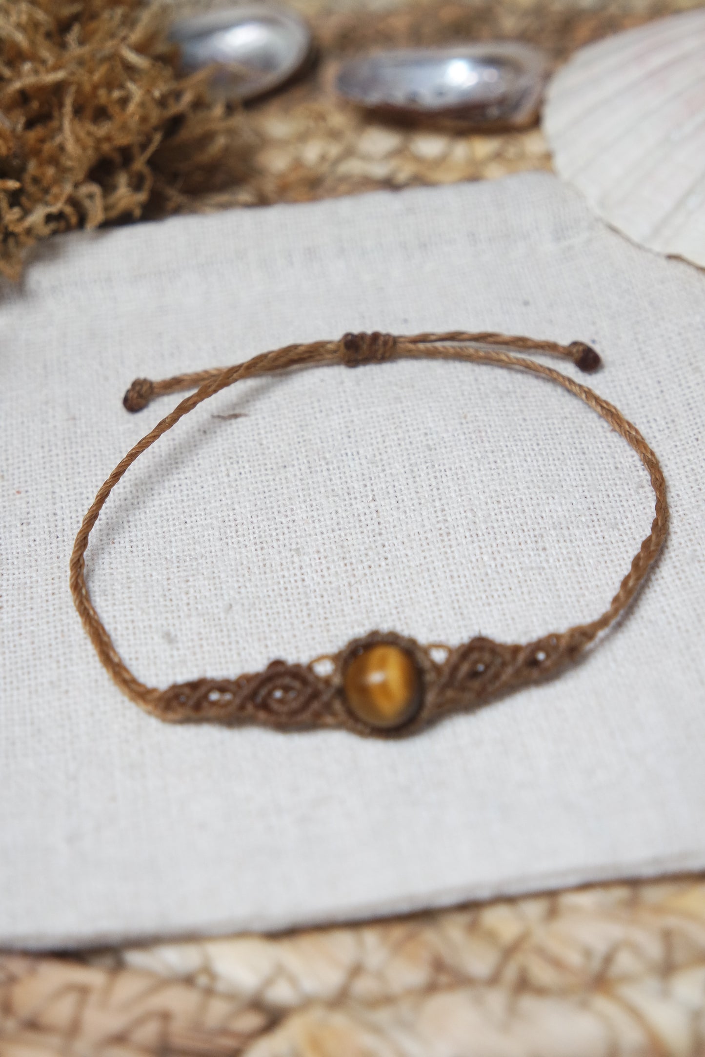Tigerauge Makramee Armband