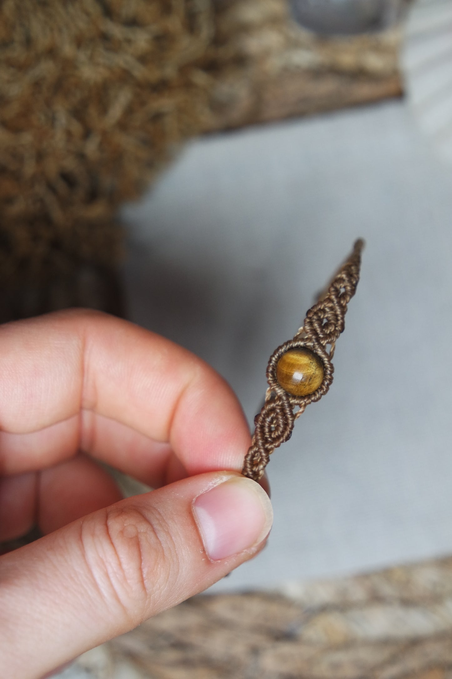 Tigerauge Makramee Armband