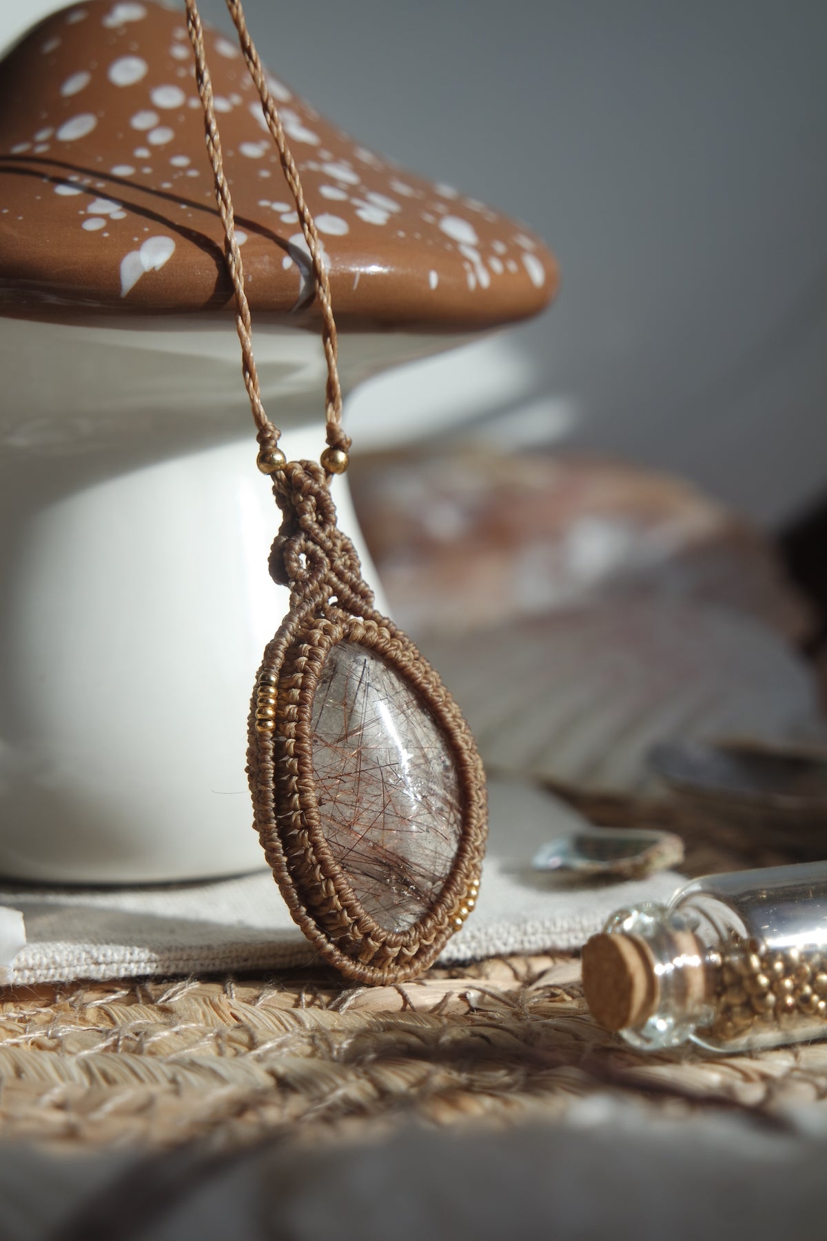 Rutil Makramee Kette ~ Goldschimmer