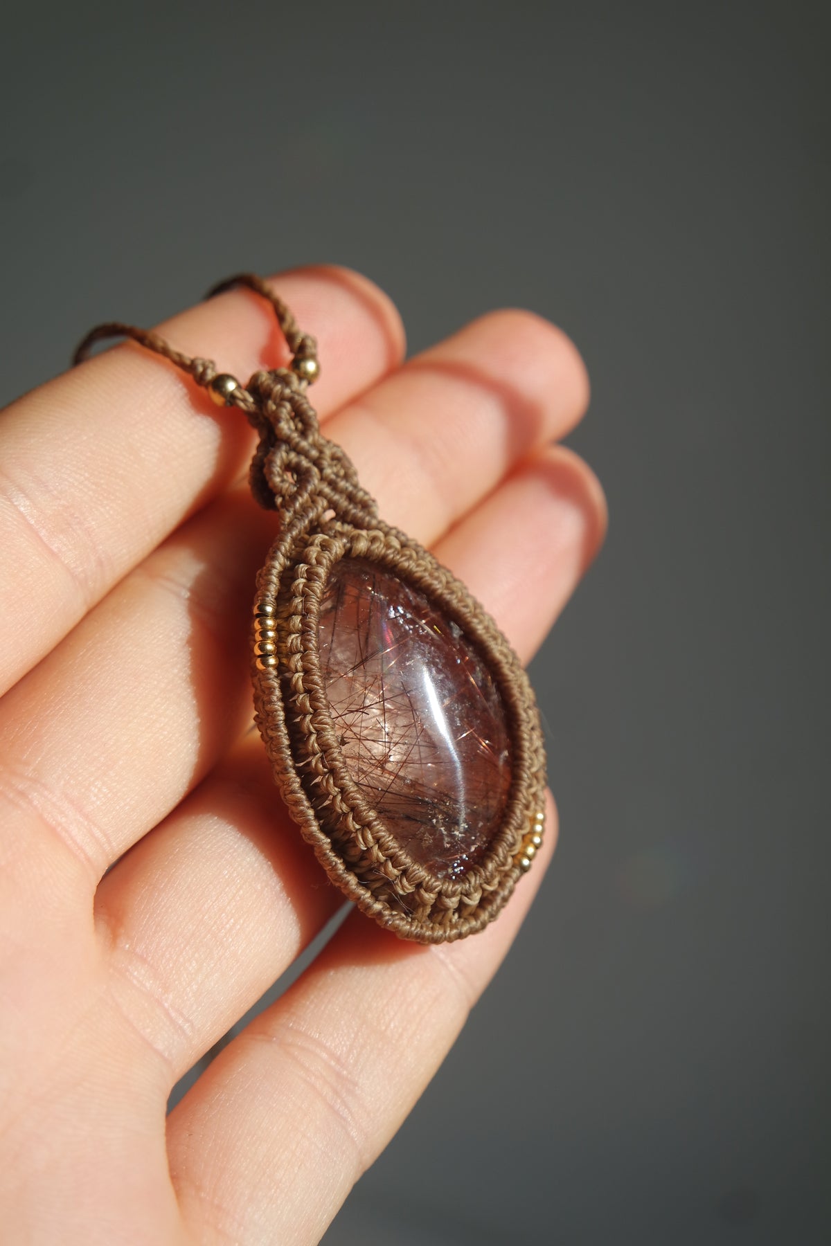 Rutil Makramee Kette ~ Goldschimmer