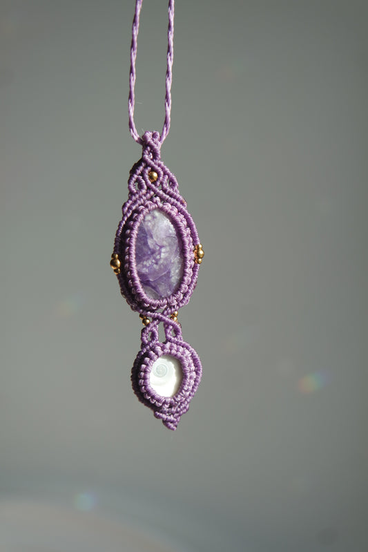 Tiffany Stone (Opalfluorit) Makramee Kette ~ Windzauber