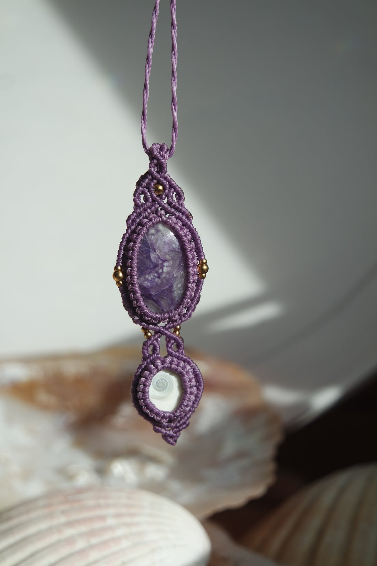 Tiffany Stone (Opalfluorit) Makramee Kette ~ Windzauber