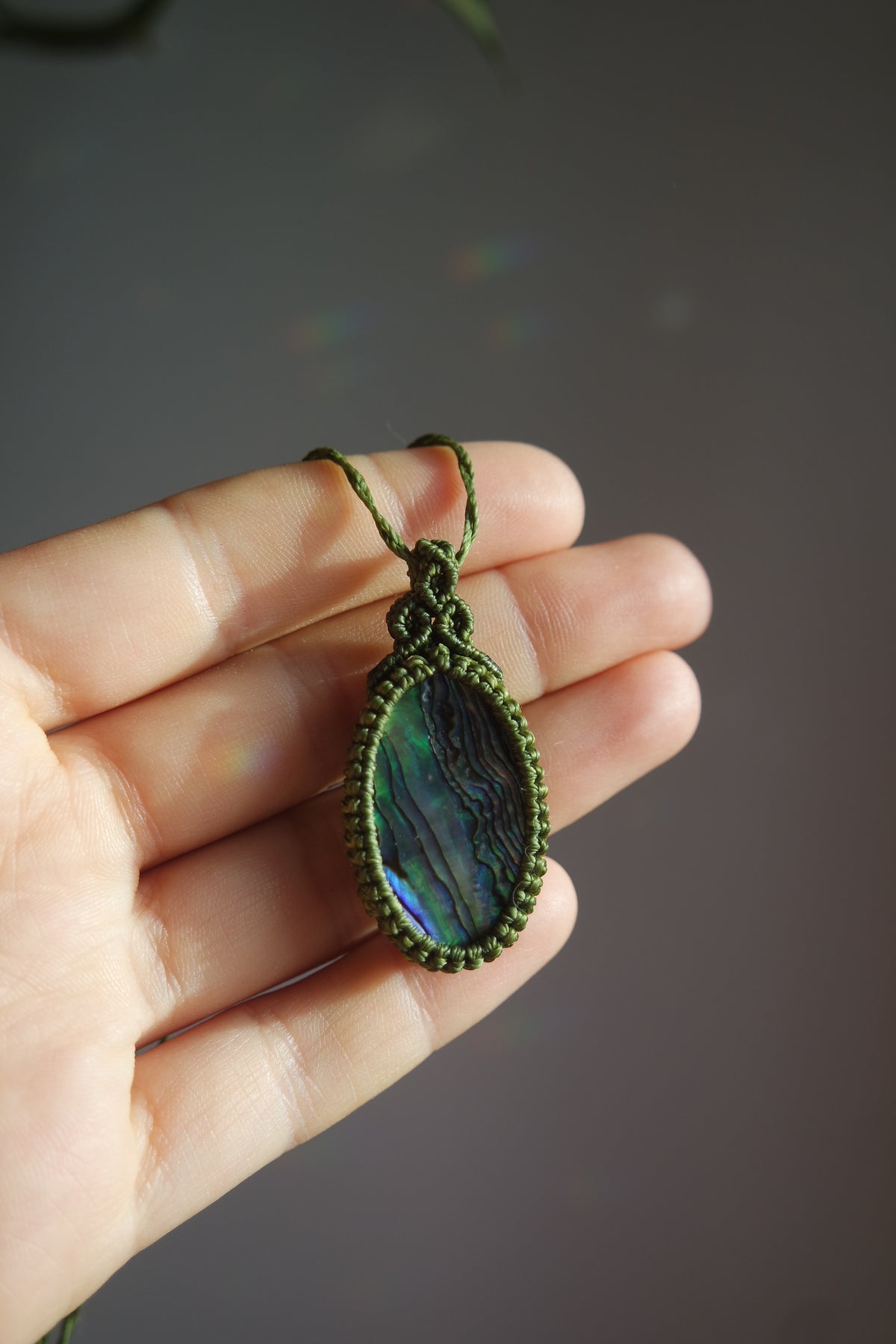 Abalone Makramee Kette ~ Waldgeheimnis