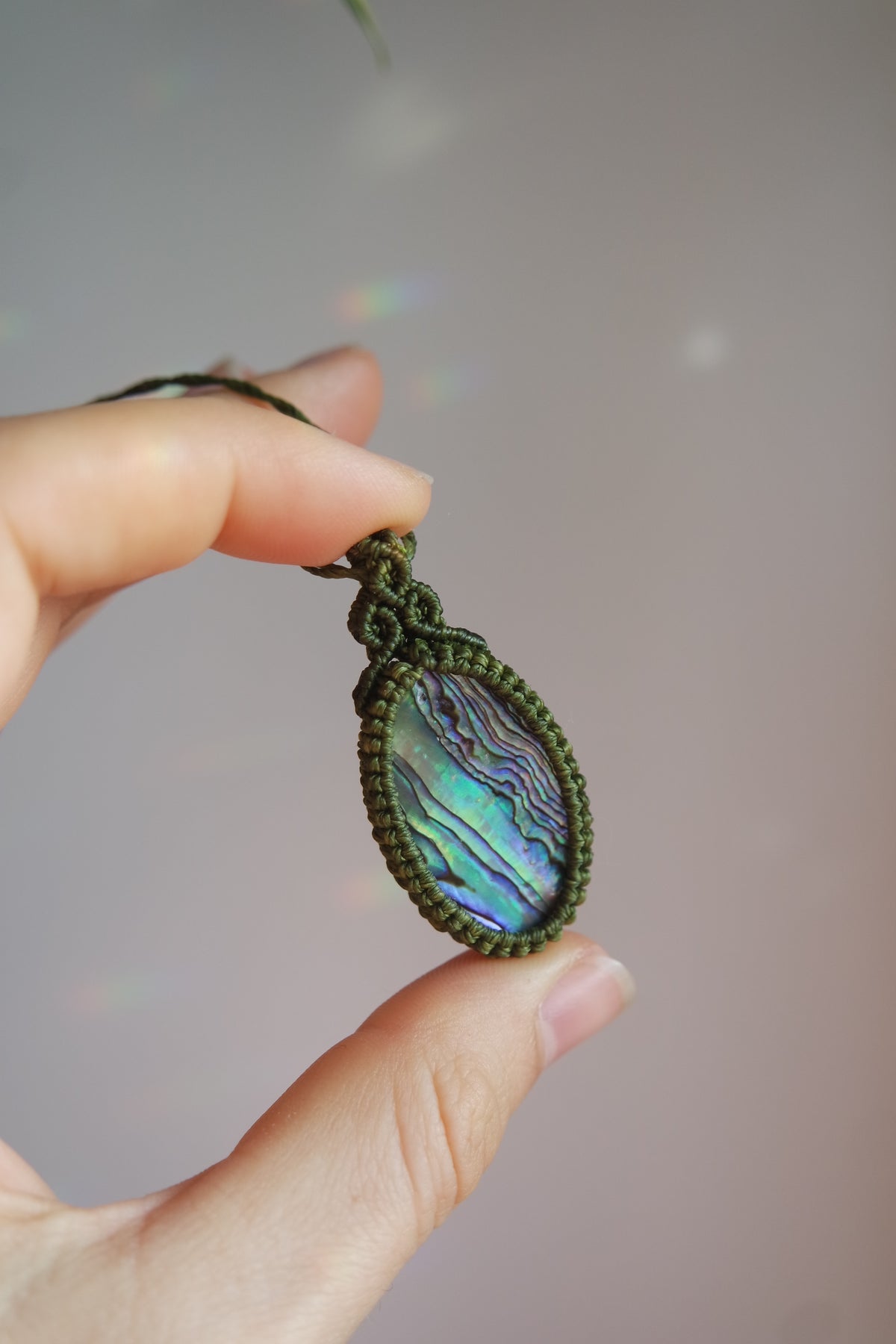 Abalone Makramee Kette ~ Waldgeheimnis