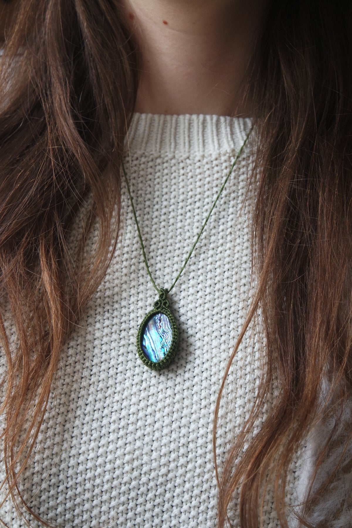 Abalone Makramee Kette ~ Waldgeheimnis