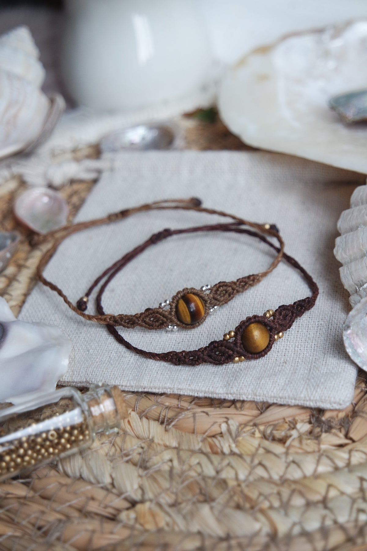 Tigerauge Makramee Armband