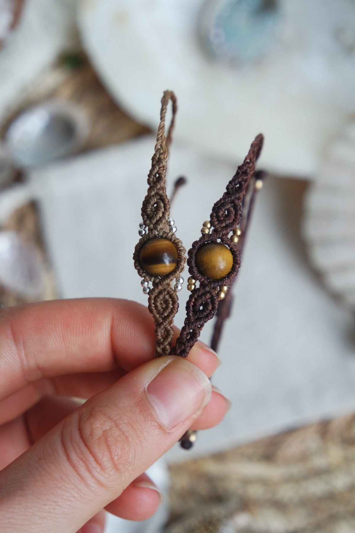 Tigerauge Makramee Armband