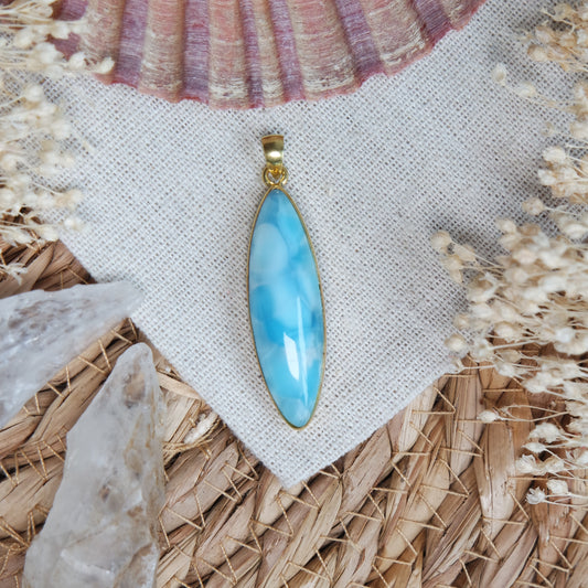 Larimar Anhänger GOLD  925 silber Vergoldet ~ L111