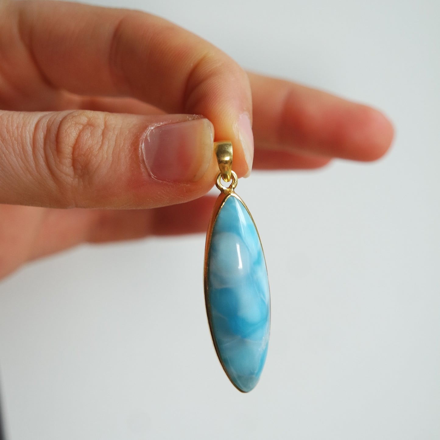 Larimar Anhänger GOLD  925 silber Vergoldet ~ L111