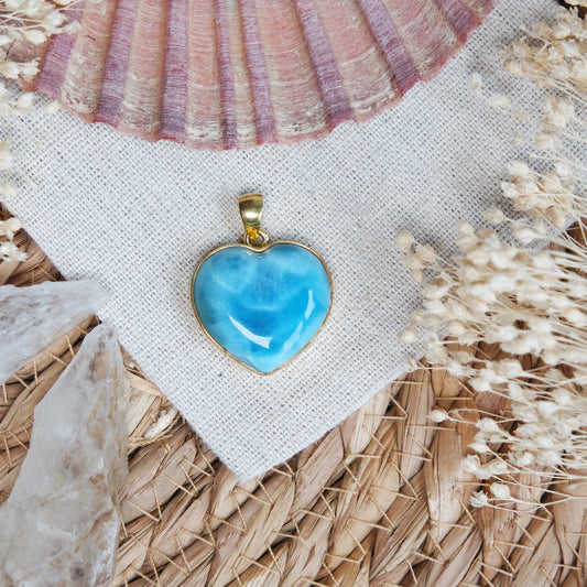Larimar Anhänger GOLD  925 silber Vergoldet ~ L135