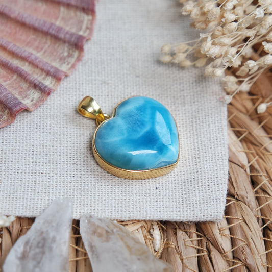 Larimar Anhänger GOLD  925 silber Vergoldet ~ L135