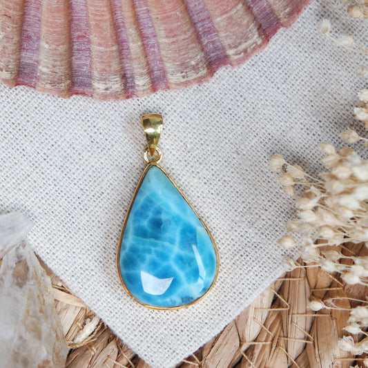Larimar Anhänger GOLD  925 silber Vergoldet ~ L125