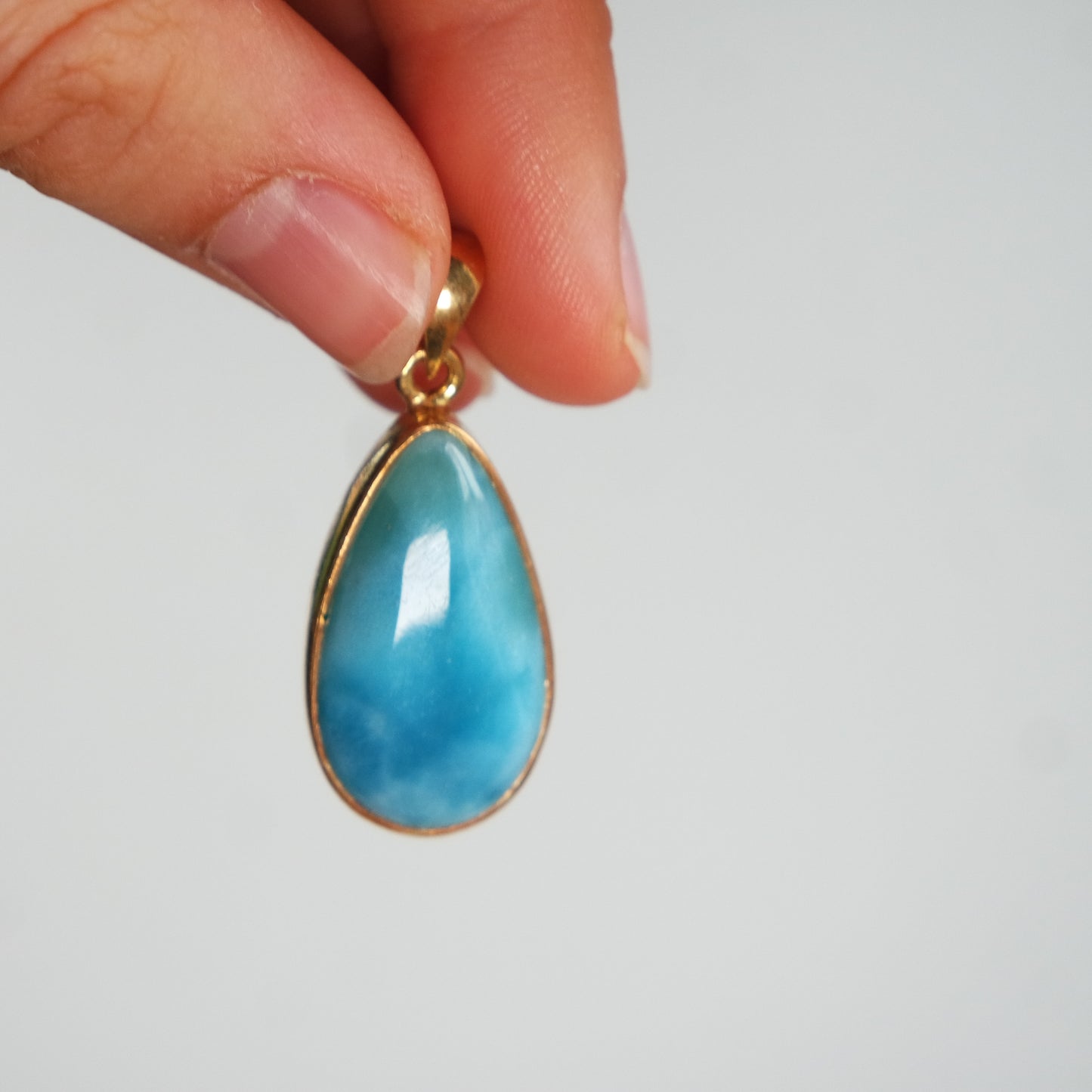 Larimar Anhänger GOLD  925 silber Vergoldet ~ L99