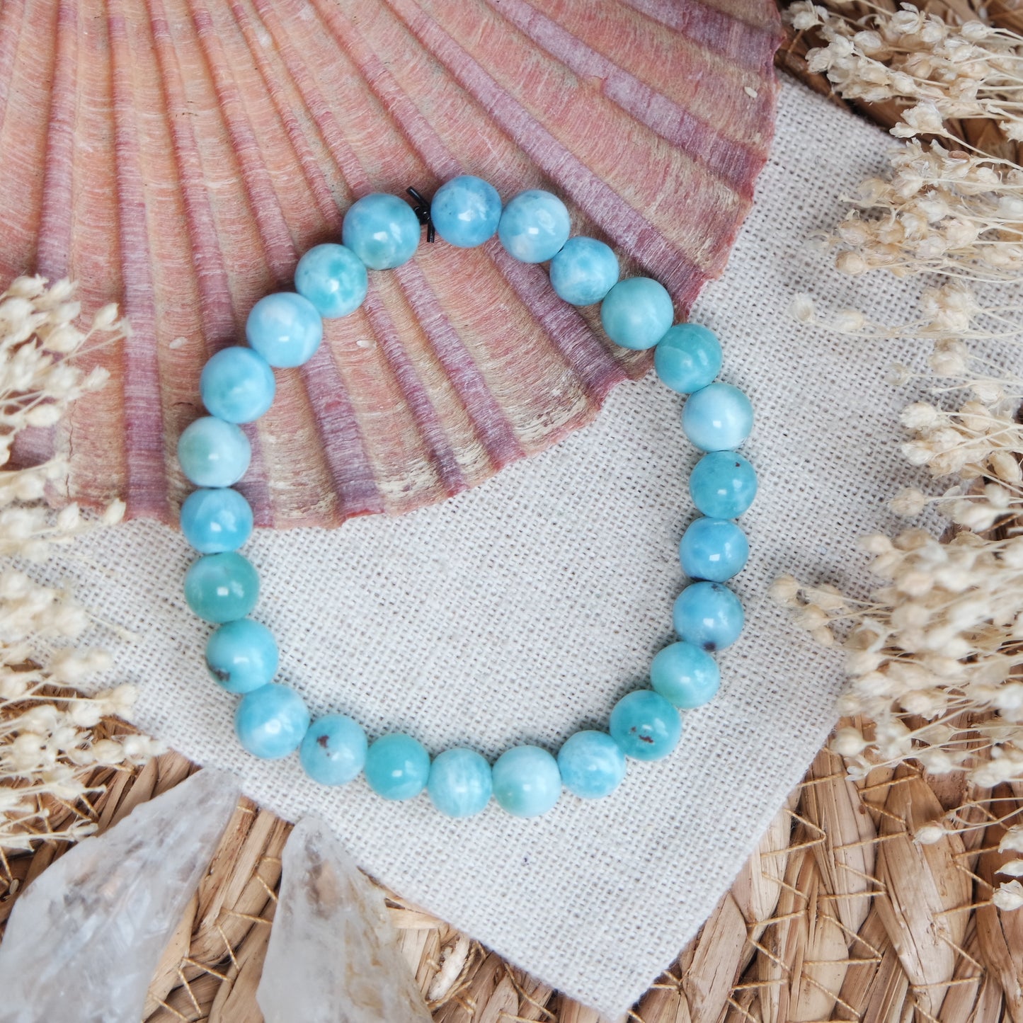 Larimar Gummi Armband ca. 16,5cm ~ L148