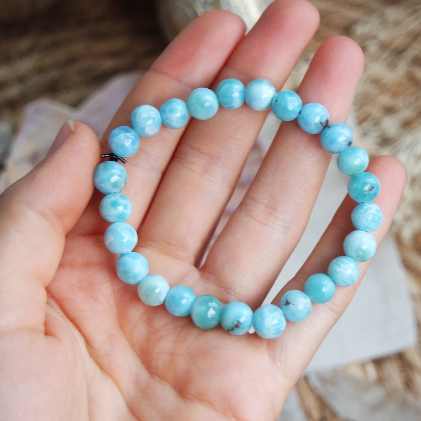 Larimar Gummi Armband ca. 16,5cm ~ L148