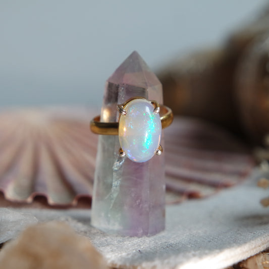 Äthiopischer Opal Ring GOLD 925 Silber vergoldet ~ OA204