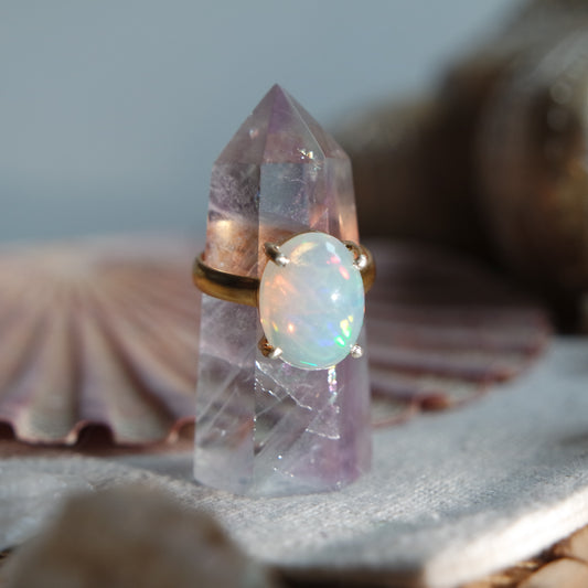 Äthiopischer Opal Ring GOLD 925 Silber vergoldet ~ OC204