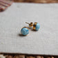 Runde Larimar Ohrstecker GOLD 925 Silber vergoldet ~ OD45