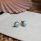 Runde Larimar Ohrstecker GOLD 925 Silber vergoldet ~ OD45