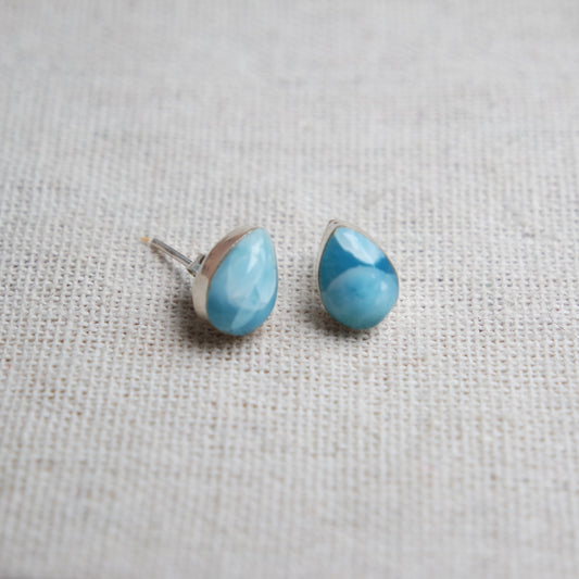 Tropfen Larimar Ohrstecker 925 Silber ~ Oj45